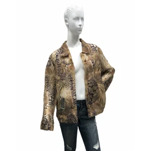 BAMBOO TRADERS - Champaign & Tan Rayon Blend Sheer Button Down Blouse -Size LG - Picture 1 of 10