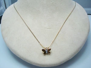 b158 Adorable 14k Butterfly pendant with 20" chain - Picture 1 of 4