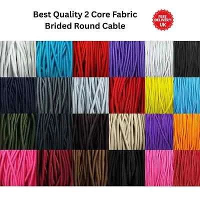 SUN_SONE Vintage 2 Core Fabric Lighting Cable – Braided Round Flex Wire 1M Electric Cord