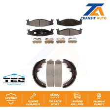 Front Rear Ceramic Brake Pads And Drum Shoe Kit For Ford F-150 Bronco E-150 Club
