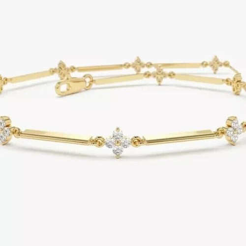 VALENTINO Bracciale Morbido Diamante Taglio Simulato Taglio Rotondo 2Ct Placcato Oro Giallo 14K