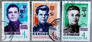 RUSSIA USSR SOVIET UNION WWII HEROES full VFU set (3) 1966 #3167-9 - Picture 1 of 1