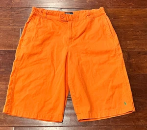 Ralph Lauren Polo Boys Orange Green Pony Elastic Waist Zip & Button Shorts 20 - Picture 1 of 15