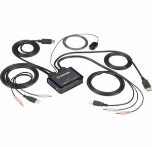 4K60 DisplayPort Cable KVM Switch - 2-Port with Button Switch, Audio and Mic - Picture 1 of 2
