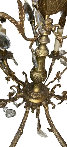 vintage brass chandelier Gold Metal 6 Arm needs rewiring Cover