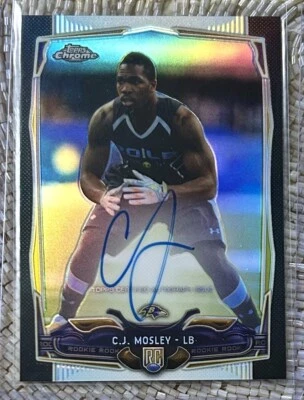 2014 TOPPS CHROME BLACK REFRACTOR AUTO /25 CJ MOSLEY RC PSA 9 - Image 1 of 2