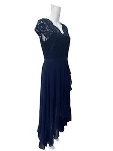 MIUSOL Dress Size Large Navy Cotton Elegant Lace Ruffle Womens NEW EU44 RRP £59 - Picture 1 of 12