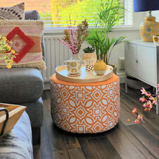 Indoor/Outdoor Geometric Pouffe with Filling -  Home and Garden - 55 x 38cm