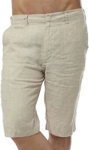 Men's Comfy Mid-Rise Light-Weight Linen Beach Shorts Five Pants Beige 38W - Picture 1 of 9