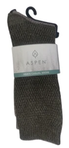 Aspen Brand 2 Pair Men's Soft Texture Casual Crew Socks Size 8-12 - Picture 1 of 4
