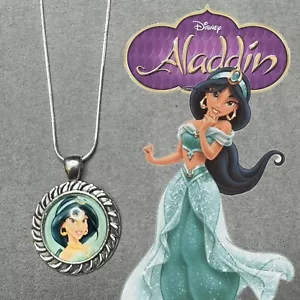 JASMINE Aladdin 925 Silver Necklace & Handmade Cabochon Pendant Jewelry Gift✨NEW - Picture 1 of 6