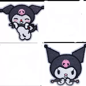 🔥 2 pcs Sanrio Kuromi Embroidered Iron On Patch Hello Kitty Anime Goth Kawaii - Picture 1 of 11
