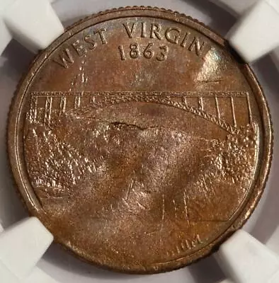 2005 NGC MS64 Struck On 4.2g Defective Planchet West Virginia Quarter Mint Error - Image 1 of 4