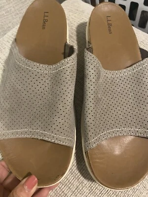 Sandalias de mujer L.L Bean deslizables talla 11 gamuza tostada confort parte inferior de corcho usadas en excelente estado Foto 1 de 4