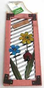 Letrero Floral Colgante Metal Corrugado y Madera Flores Primavera Nuevo - Imagen 1 de 9
