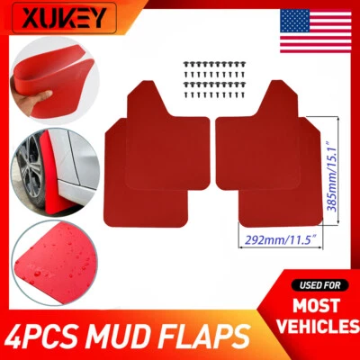 4pcs Universal RED Car Mud Flaps Splash Guards Mudguards Mudflaps Rally Racing - Image 1 of 4