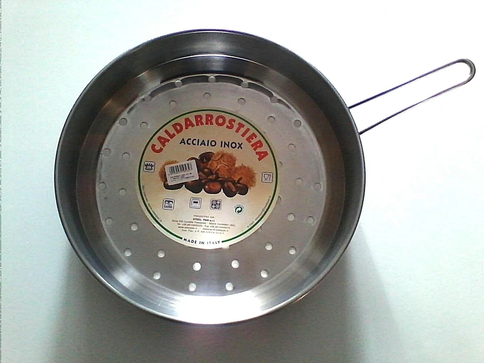 PADELLA FORATA PER CASTAGNE DIAMETRO 30 CM.ACCIAIO INOX DELLA STEEL PAN - Immagine 1 di 1