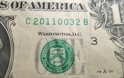 2011  Birthday  Anniversary Year  Fancy Serial Number $1 One Dollar Bill  - Image 1 of 4