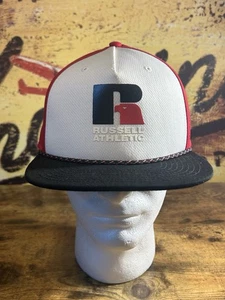 RUSSELL ATHLETIC Hat Baseball Ball Cap Adjustable SNAPBACK Flat Billed Red White - Picture 1 of 7