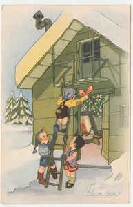 AUGURALI - BUON ANNO - BAMBINI - DECORAZIONI - VIAGG. 1950 -31037- - Picture 1 of 1