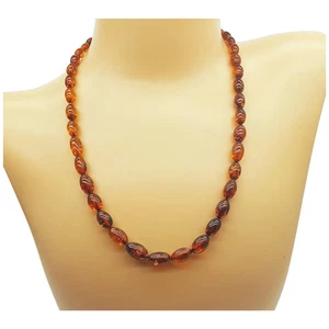 Collar Vintage Genuino Pulido Naranja Ámbar Báltico Cuentas - Imagen 1 de 10