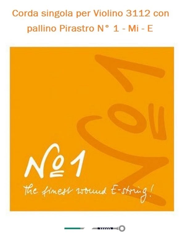 Corda singola per violino Mi - E Pirastro Violino N° 1 con pallino - Immagine 1 di 1