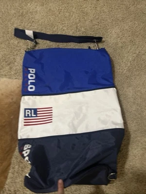 Bolsa de ombro POLO SPORT 1990 vintage tricolor autêntica masculina da JP - Imagem 1 de 3