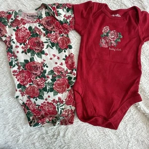 Bundles Baby Place Girl Red Rose Floral One Piece Set Of Two Size 3-6m - Picture 1 of 2