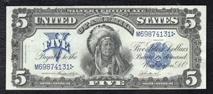 FR. 278 1899 $5 FIVE DOLLARS “CHIEF” SILVER CERTIFICATE NOTE ABOUT UNCIRCULATED - Picture 1 of 2