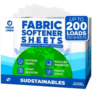 Scented Fabric Softener Sheets for Washing Machines – 200 Loads - Picture 1 of 8