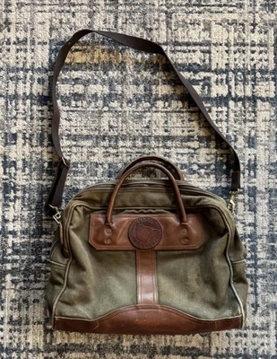 Vintage Duluth Pack Upper Minnesota Green Canvas Brown Leather Crossbody Bag - Image 1 of 4