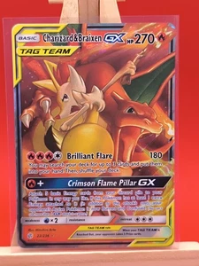 Charizard & Braixen GX 22/236 Cosmic Eclipse Tag Team Ultra Rare Pokemon Card - Picture 1 of 14