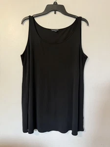 Eileen Fisher Damen groß schwarz 100 % Seide ärmellos Top Bluse Tank U-Ausschnitt - Bild 1 von 8