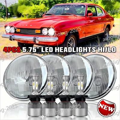 4PCS DOT 5.75" LED Headlights Hi/Lo For Mercury Capri 1966-1967 1970-1974 1977 - Image 1 of 4