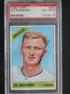 1966 Topps Baseball Card #467 Vic Roznovsky (NM-MT) PSA 8 - Picture 1 of 2