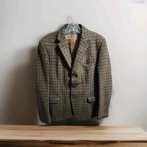 Harris Tweed Vintage Mens Green Plaid Scottish Wool 3 Button Blazer Jacket 38 R - Picture 1 of 17