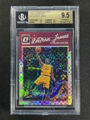 Panini Donruss Optic Lebron James #15 Checkerboard Prizm BGS 9,5 2016-17 como nuevo Foto 1 de 2