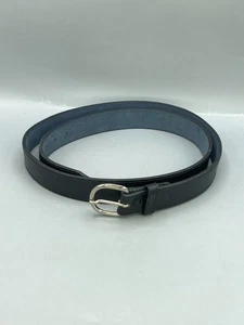 Men's Dress Belt Black Size 52 Genuine Leather Silver Buckle Classic Casual - Picture 1 of 9