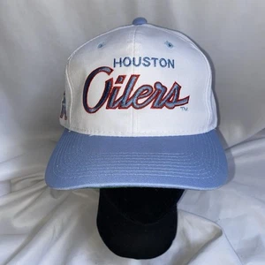 Vintage Sports Specialties Script NFL Houston Oilers The Twill Snapback Hat NWOT - Picture 1 of 6
