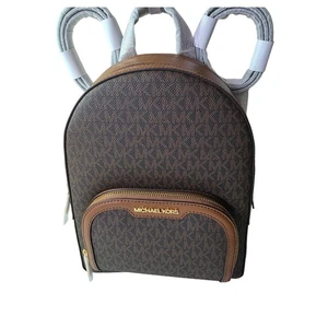 Michael Kors Medium NEU Jaycee Logo Print Bookbag Rucksack Braun Gold Neu mit Etikett - Bild 1 von 14