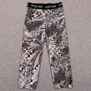 Nike Pro Training Capri Leggings Girls Large Leaf All Over Print AQ9157 - Picture 1 of 9