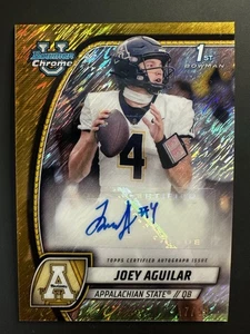 Autografo rifrattore 2024 Bowman U cromato oro brillante /50 Joey Aguilar RC - Foto 1 di 2