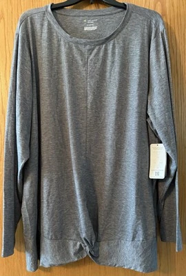 Womens Plus 3X Gray Tek Gear Twist-Hem Moisture Wicking Tee Shirt Stretch NWT 36 - Image 1 of 4