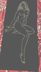 Silueta Tri Chem en plata sobre terciopelo-arte desnudo femenino colgante de pared. #2 - Imagen 1 de 3