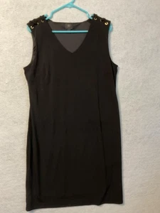 JM Collection Dress Womens Large Black Sleeveless V Neck Sheath Gold Grommet - Bild 1 von 7