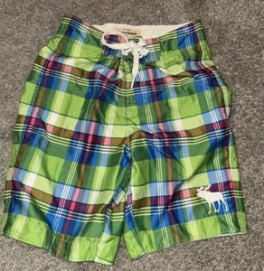 Abercrombie Kids Plaid Swim Trunks W Lg Moose Board Shorts Boy's Size L Preppy - Picture 1 of 12