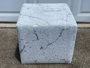 New Square Cube Ottoman Footstool Pouf Stool Designer Fabric White Cut Velvet - Picture 1 of 5
