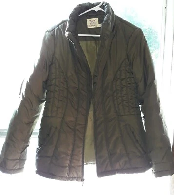 Abrigo Gloria Desteñido Oliva Talla Grande (12:14) Shell 100% Poliéster Excelente Estado  Foto 1 de 4