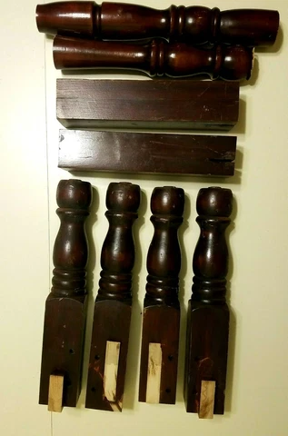 7 Finished Vintage Decorative Turned Wood Colonial Posts/Pieces (d18mpm) Cover