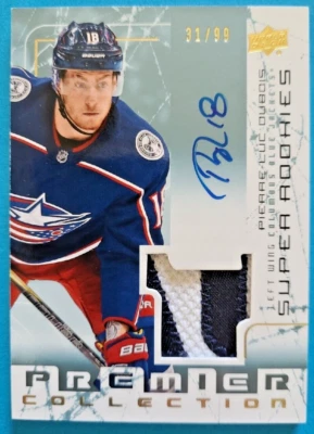 2017-18 Pierre-Luc Dubois UD Premier Super Rookies Auto Jersey Patch RC /99 - Image 1 of 2